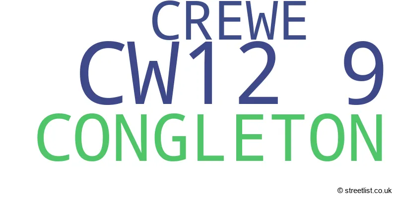 A word cloud for the CW12 9 postcode
